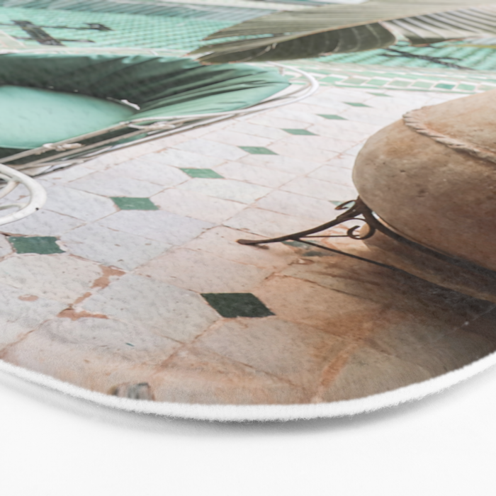 Travel Photography Art Print | Tropical Plant Leaves In Marrakech Photo | Green Pool Interior Design Bath Mat Gallery Image 3