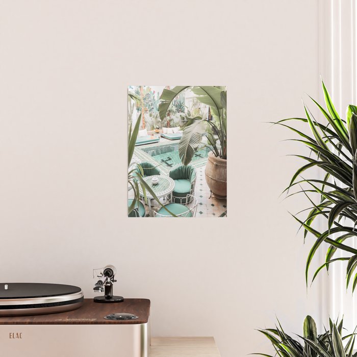 Travel Photography Art Print | Tropical Plant Leaves In Marrakech Photo | Green Pool Interior Design Poster Gallery Image 2