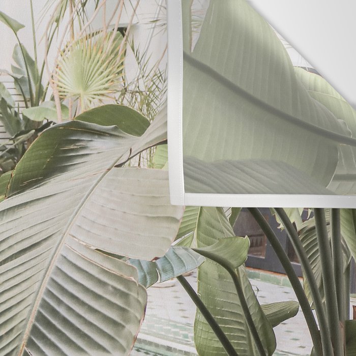 Travel Photography Art Print | Tropical Plant Leaves In Marrakech Photo | Green Pool Interior Design Wall Tapestry Gallery Image 3