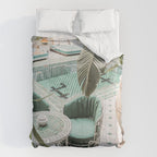 Travel Photography Art Print | Tropical Plant Leaves In Marrakech Photo | Green Pool Interior Design Comforter Gallery Image 6