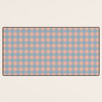 Gingham Check Pattern in Light Blue and Peach Desk Mat Gallery Image 3