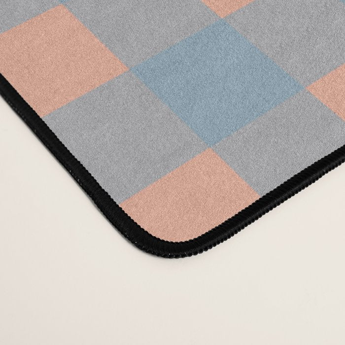 Gingham Check Pattern in Light Blue and Peach Desk Mat Gallery Image 4