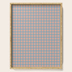 Gingham Check Pattern in Light Blue and Peach Serving Tray Gallery Image 1