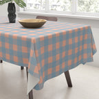 Gingham Check Pattern in Light Blue and Peach Tablecloth Gallery Image 3