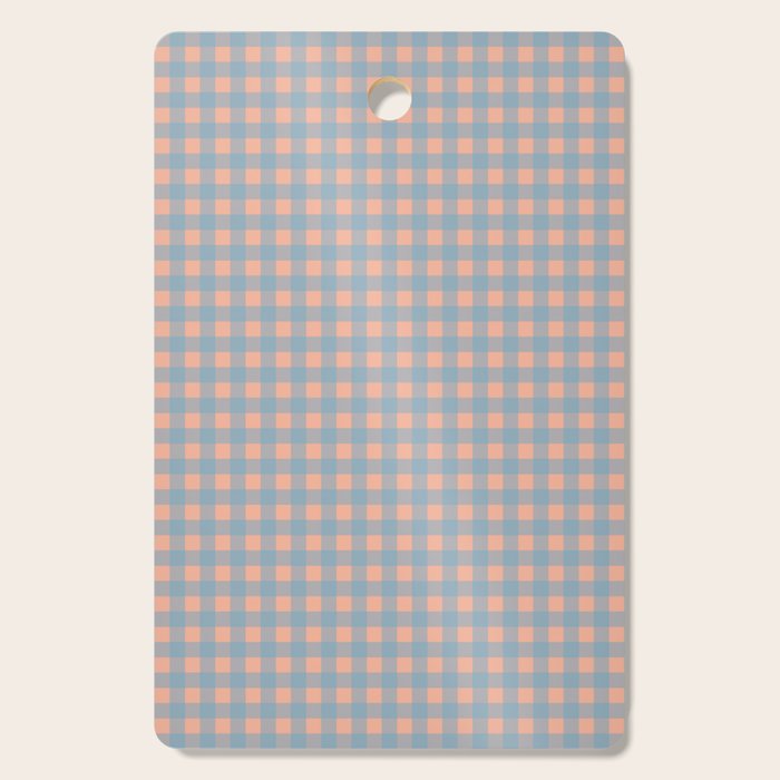 Gingham Check Pattern in Light Blue and Peach Cutting Board Gallery Image 1