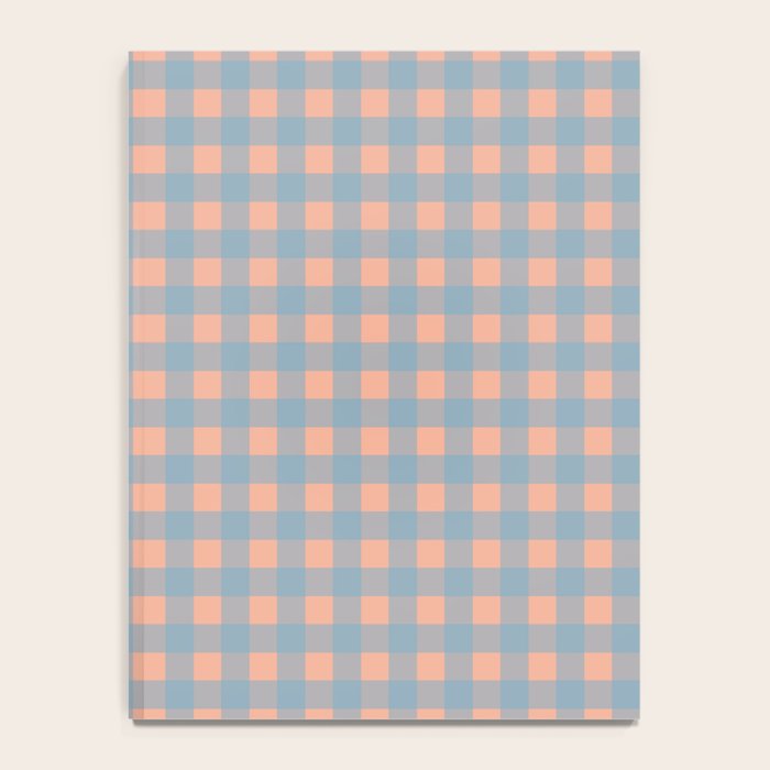 Gingham Check Pattern in Light Blue and Peach Notebook Gallery Image 4