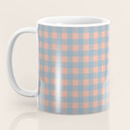 Gingham Check Pattern in Light Blue and Peach Coffee Mug Gallery Image 3