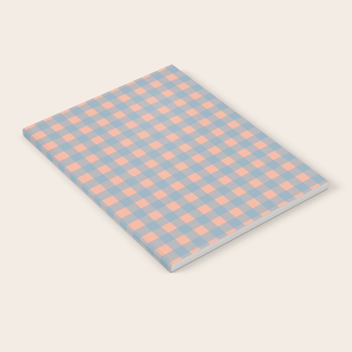 Gingham Check Pattern in Light Blue and Peach Notebook Gallery Image 1