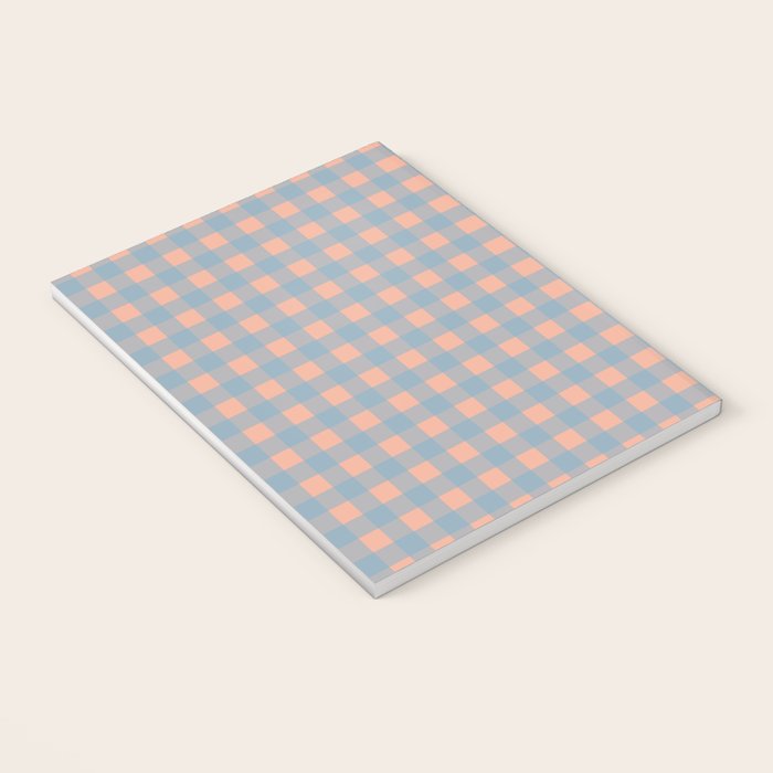 Gingham Check Pattern in Light Blue and Peach Notebook Gallery Image 3