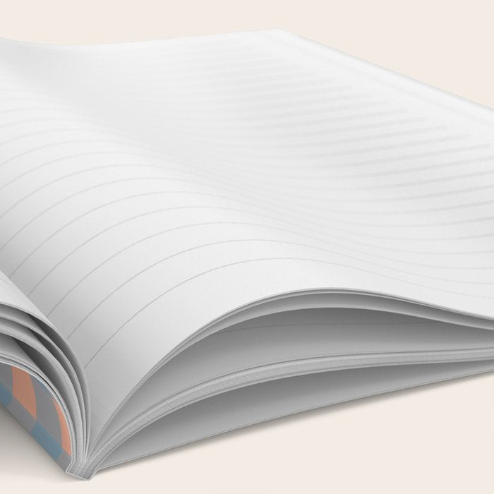 Gingham Check Pattern in Light Blue and Peach Notebook Gallery Image 2