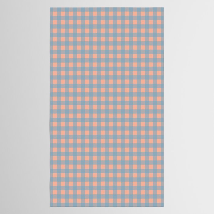 Gingham Check Pattern in Light Blue and Peach Tablecloth Gallery Image 2