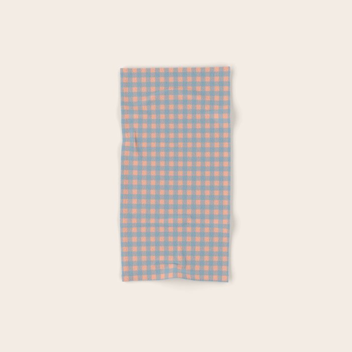 Gingham Check Pattern in Light Blue and Peach Bath Towel Gallery Image 1