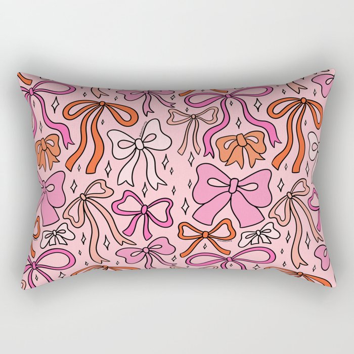 Pink Bow Print Rectangular Pillow Gallery Image 2
