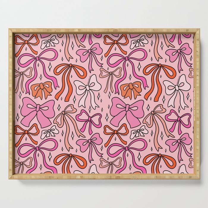 Pink Bow Print Serving Tray Gallery Image 1