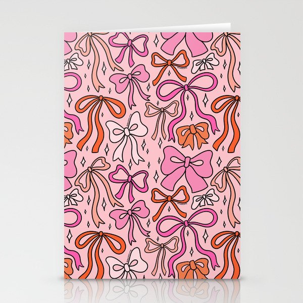 Pink Bow Print Stationery Card Gallery Image 2