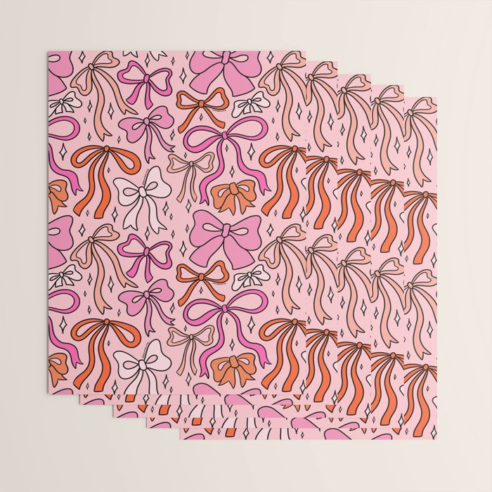 Pink Bow Print Wrapping Paper Gallery Image 3