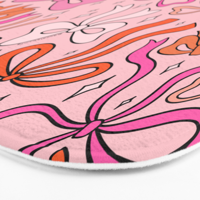 Pink Bow Print Bath Mat Gallery Image 3