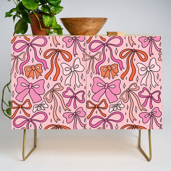 Pink Bow Print Credenza Gallery Image 1