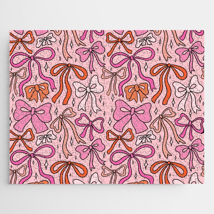Pink Bow Print Jigsaw Puzzle Gallery Image 1