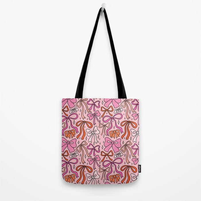 Pink Bow Print Tote Bag Gallery Image 2