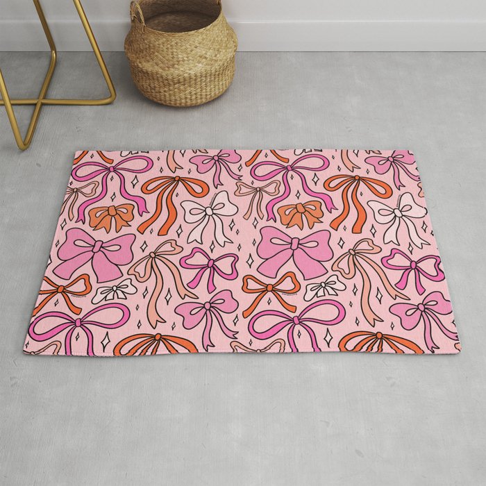Pink Bow Print Rug Gallery Image 1