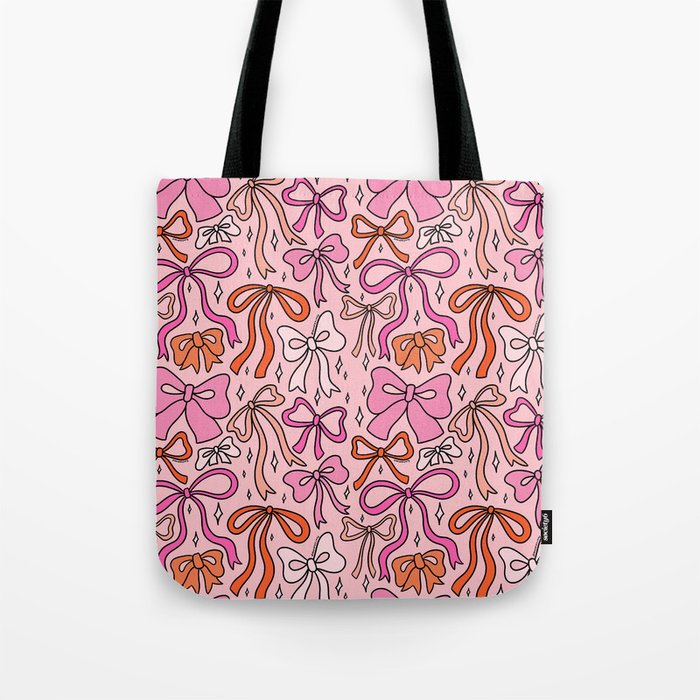 Pink Bow Print Tote Bag Gallery Image 1