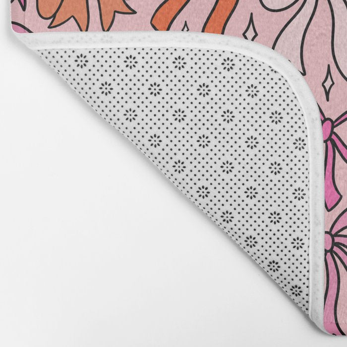 Pink Bow Print Bath Mat Gallery Image 2