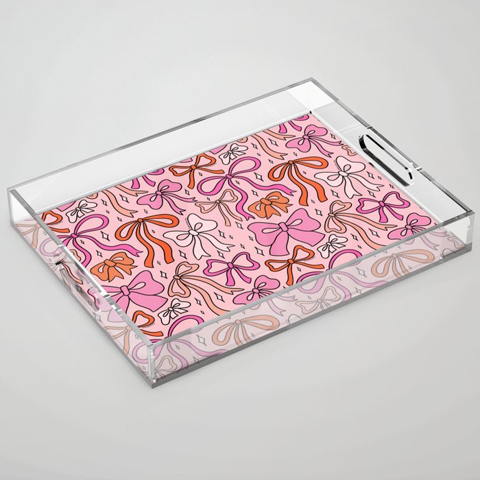 Pink Bow Print Acrylic Tray Gallery Image 1