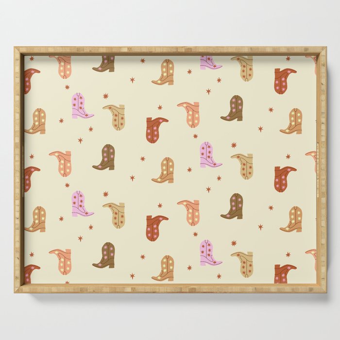 Cowgirl boots pattern Serving Tray Gallery Image 1
