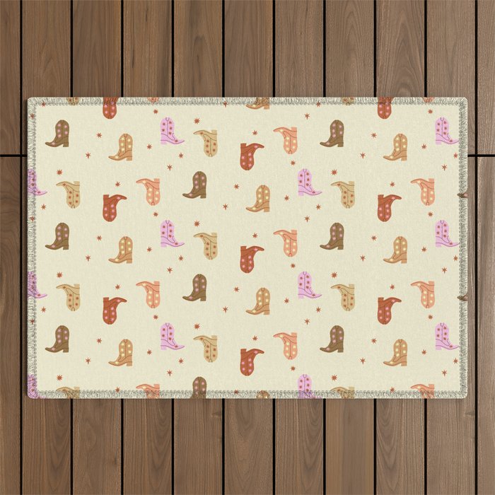 Cowgirl boots pattern Outdoor Rug Gallery Image 1