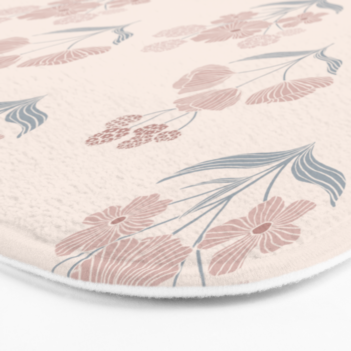 Dusty Rose Classic Floral Bath Mat Gallery Image 3