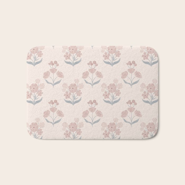 Dusty Rose Classic Floral Bath Mat Gallery Image 1