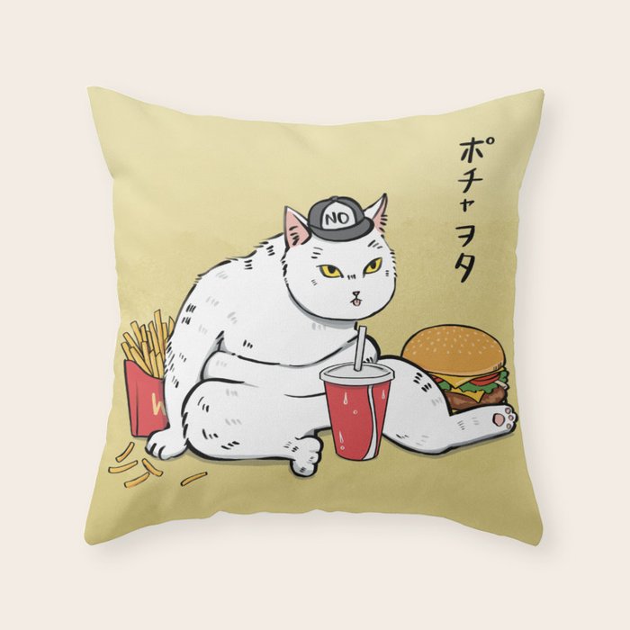 Fast Food Cat Throw Pillow Gallery Image 1