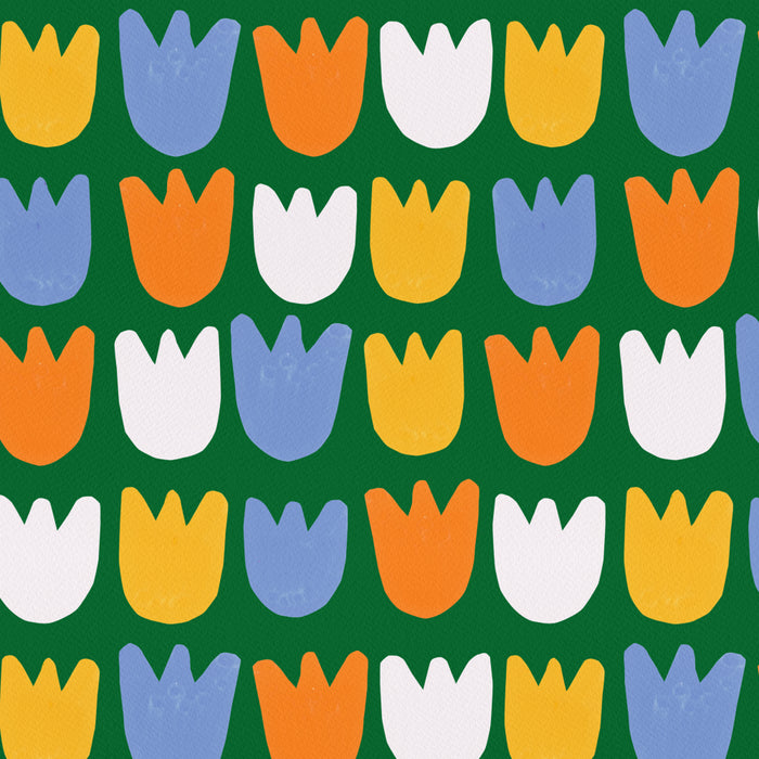 Rows of Tulips in Bloom in Forest Green & Orange Coffee Mug Gallery Image 2