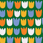 Rows of Tulips in Bloom in Forest Green & Orange Coffee Mug Gallery Image 2