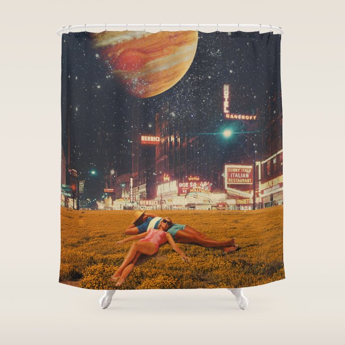 a postcard from year 2349 Shower Curtain Gallery Image 1