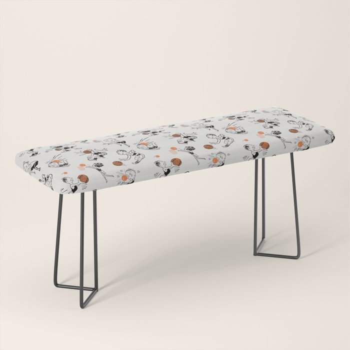 Basketball Fun Comic Illustration Pattern with Balls on Grey Background Bench Gallery Image 1