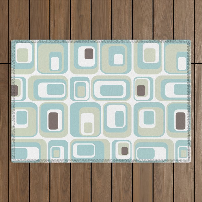 Retro Rectangles Mid Century Modern Geometric Vintage Style Outdoor Rug Gallery Image 1