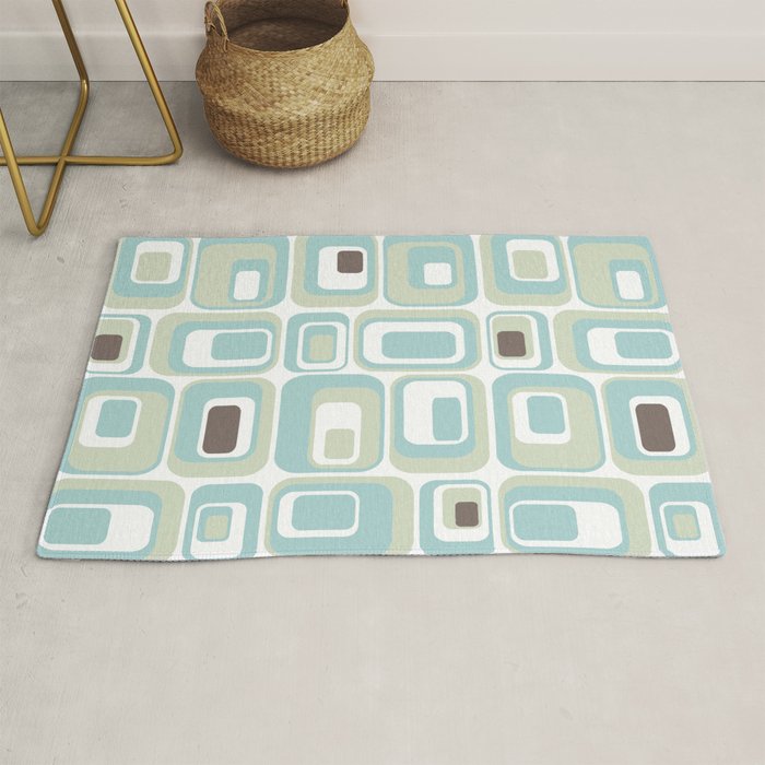 Retro Rectangles Mid Century Modern Geometric Vintage Style Rug Gallery Image 1
