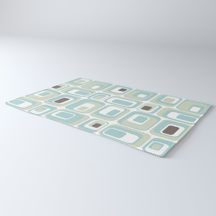 Retro Rectangles Mid Century Modern Geometric Vintage Style Rug Gallery Image 3