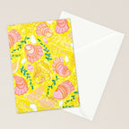 Coastal Oysters on the Beach in Lemon Yellow & Peach Stationery Card Gallery Image 2