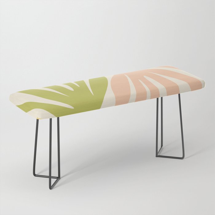 Maldives Abstract Botanical Pattern in Retro Light Green Blush Orange Yellow Cream Bench Gallery Image 1