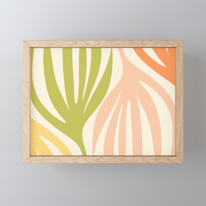 Maldives Abstract Botanical Pattern in Retro Light Green Blush Orange Yellow Cream Mini Art Print Gallery Image 1