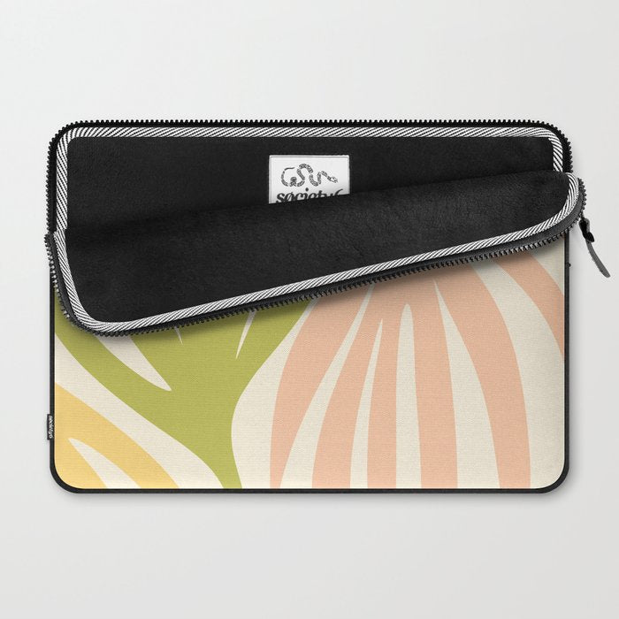 Maldives Abstract Botanical Pattern in Retro Light Green Blush Orange Yellow Cream Laptop Sleeve Gallery Image 2