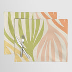 Maldives Abstract Botanical Pattern in Retro Light Green Blush Orange Yellow Cream Placemat Gallery Image 1