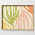 Maldives Abstract Botanical Pattern in Retro Light Green Blush Orange Yellow Cream Serving Tray Gallery Image 1