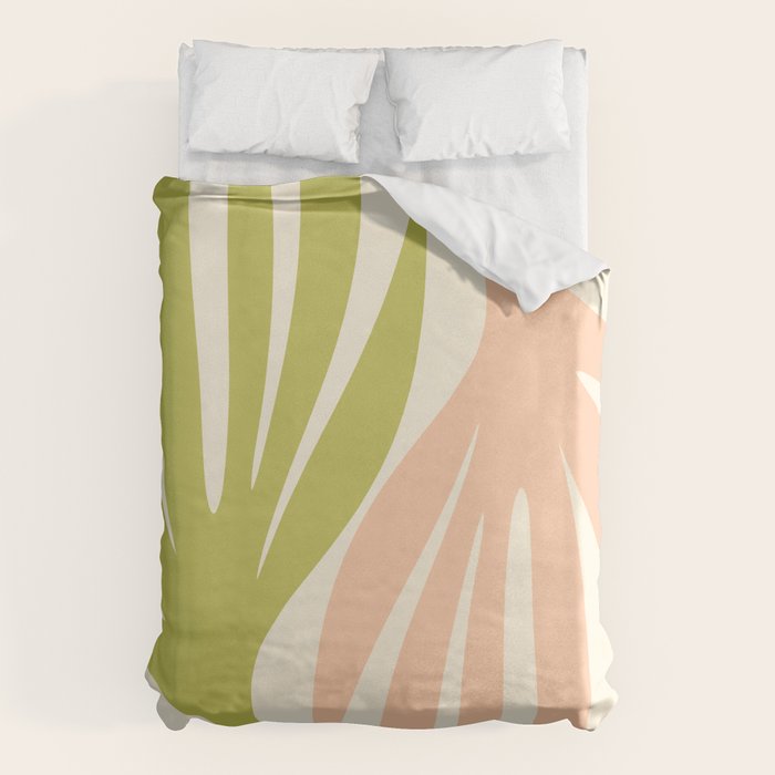 Maldives Abstract Botanical Pattern in Retro Light Green Blush Orange Yellow Cream Duvet Cover Gallery Image 6