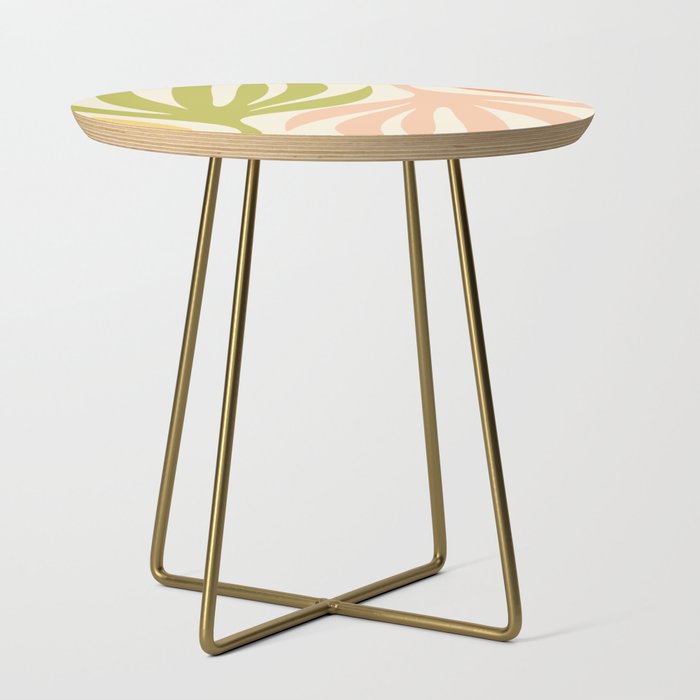 Maldives Abstract Botanical Pattern in Retro Light Green Blush Orange Yellow Cream Side Table Gallery Image 1