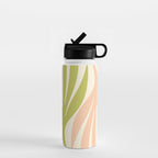 Maldives Abstract Botanical Pattern in Retro Light Green Blush Orange Yellow Cream Water Bottle Gallery Image 1