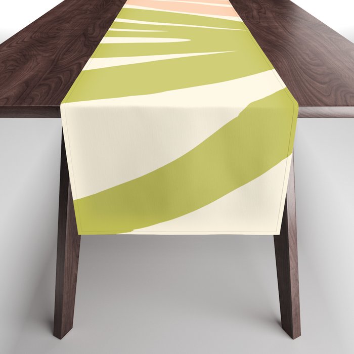 Maldives Abstract Botanical Pattern in Retro Light Green Blush Orange Yellow Cream Table Runner Gallery Image 1